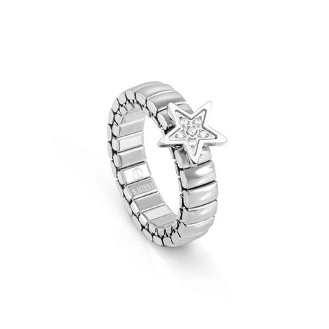 Bague Extension en acier avec étoile et pierres Bague avec symbole central et zircones
