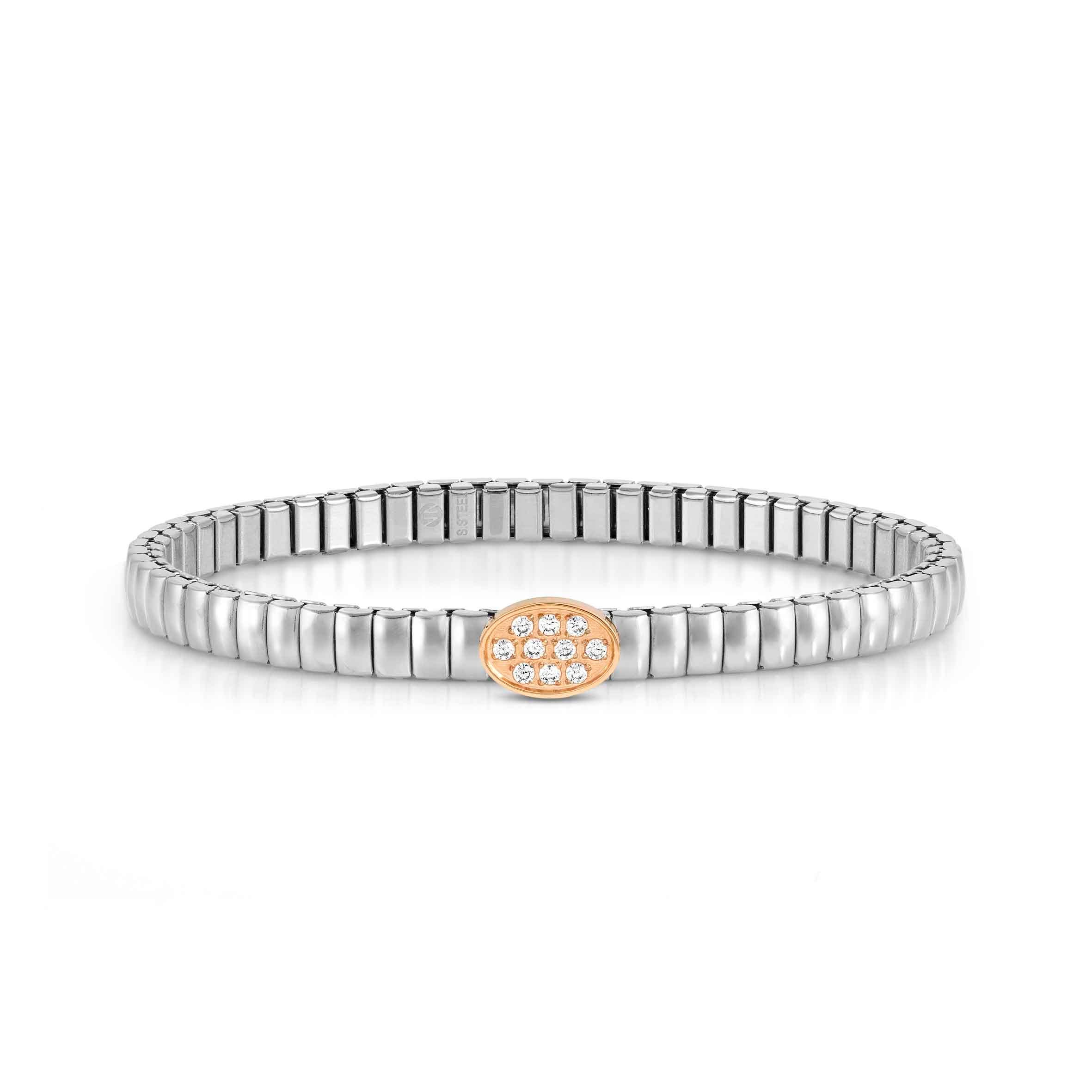 Nomination Bracciale Extension in Acciaio con Ovale e Pietre