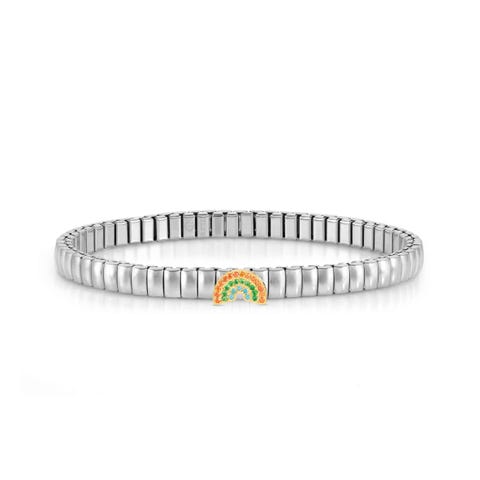 Extension bracelet in stainless steel with Rainbow symbol Bracelet with coloured stones