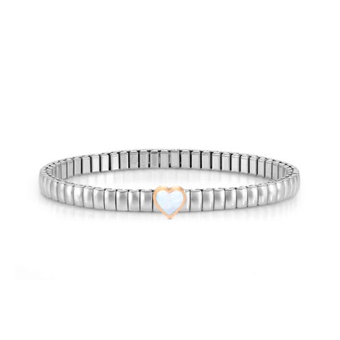 Bracelet Extension en acier et coeur nacre Bracelet avec pierre précieuse naturelle