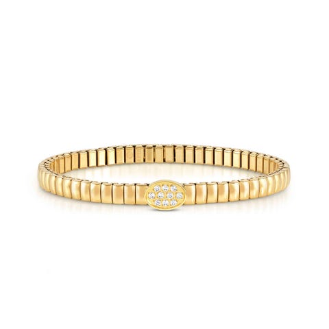 Bracciale Extension in PVD giallo con 1 Ovale Bracciale in Acciaio con Pietre
