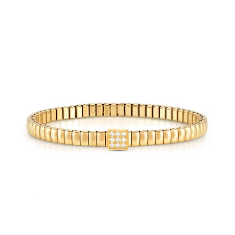Bracelet Extension en PVD jaune avec 1 carré Bracelet avec symbole et pierres