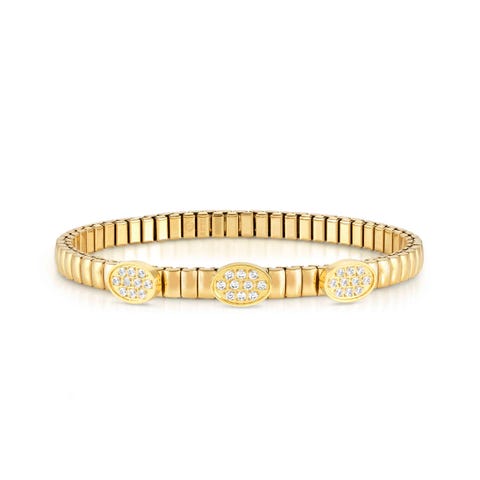 Bracelet Extension en PVD jaune avec 3 ovales Bracelet avec pvd jaune et zircones cubiques