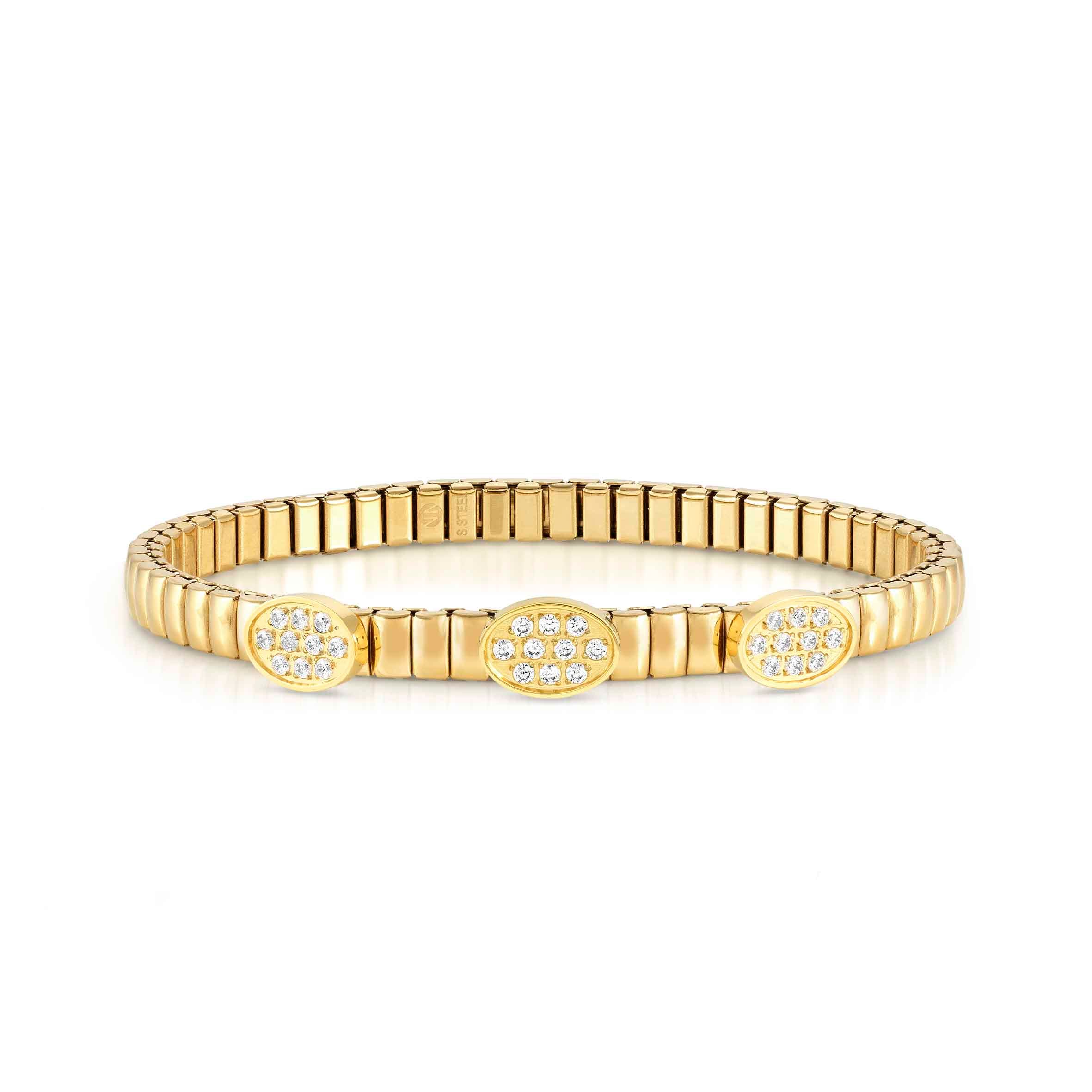 Nomination Bracciale Extension in PVD giallo con 3 Ovali
