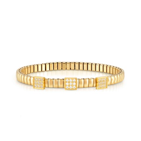 Bracelet Extension en PVD jaune avec 3 carrés Bracelet en PVD jaune et pierres