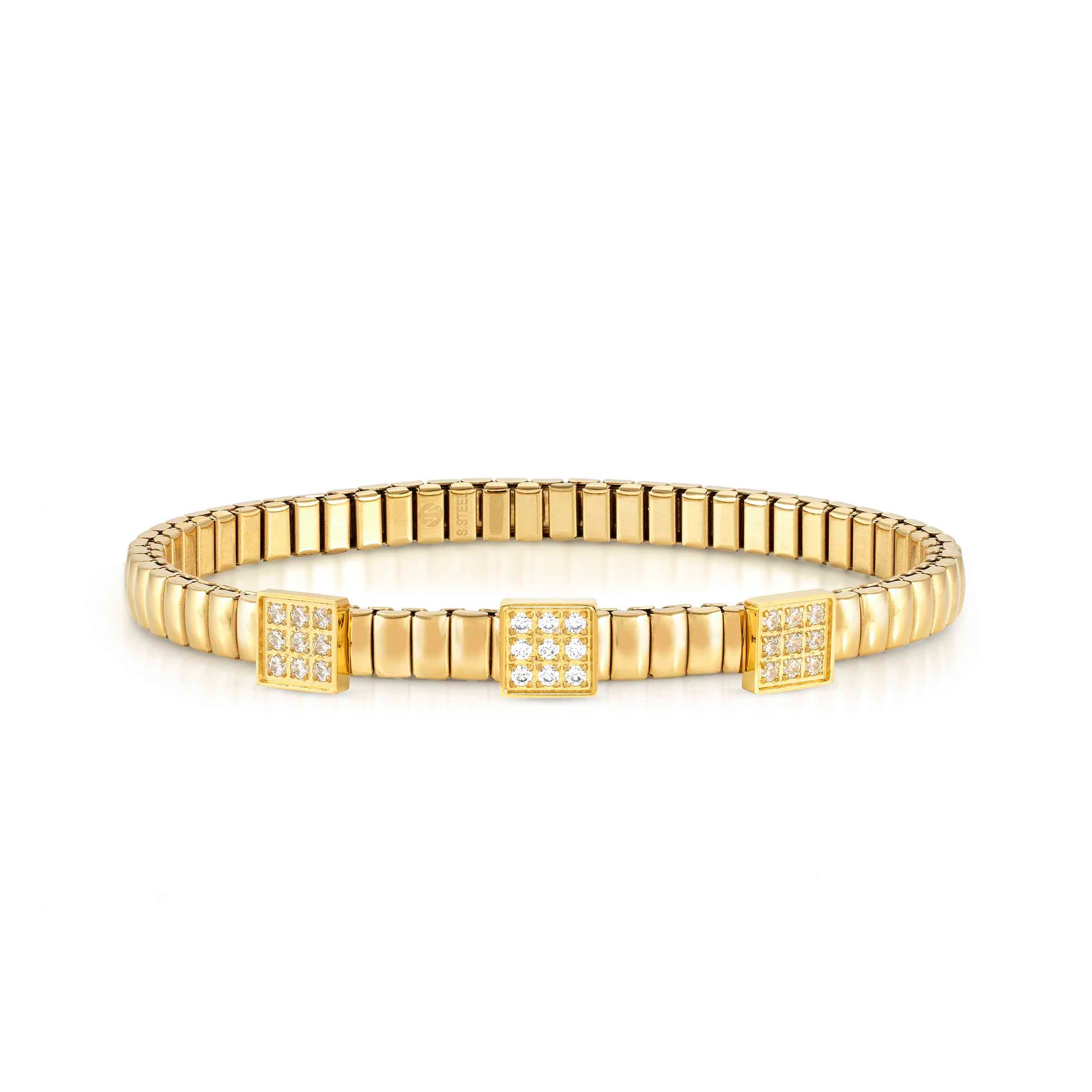 Nomination Bracciale Extension in PVD giallo con 3 Quadrati
