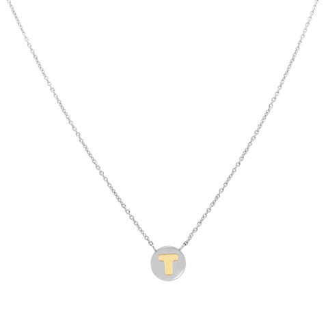 Collier avec lettre T en or Collier en acier inoxydable avec pendentif en or 18 carats