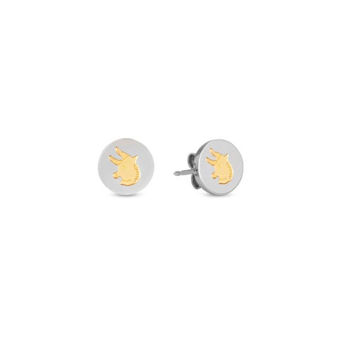 Earrings with Taurus symbol in Gold Earrings in stainless steel and bonded yellow gold Taurus pendant