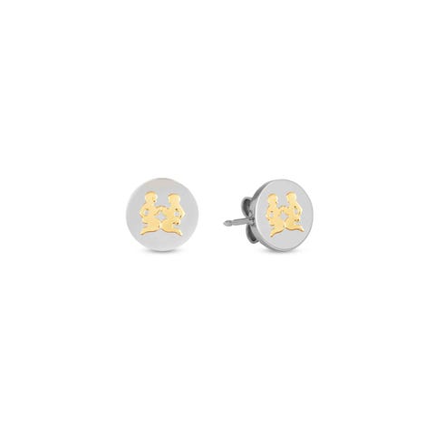 Earrings with Gemini symbol in Gold Earrings in stainless steel and bonded yellow gold Zodiac