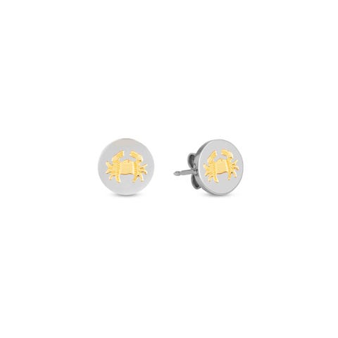 Earrings with Cancer symbol in Gold Earrings in stainless steel and bonded yellow gold Cancer pendant