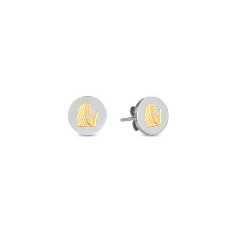 Earrings with Virgo symbol in Gold Earrings in stainless steel and bonded yellow gold Virgo pendant