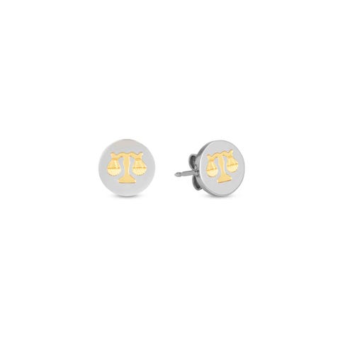Earrings with Libra symbol in Gold Earrings in stainless steel and bonded yellow gold Zodiac