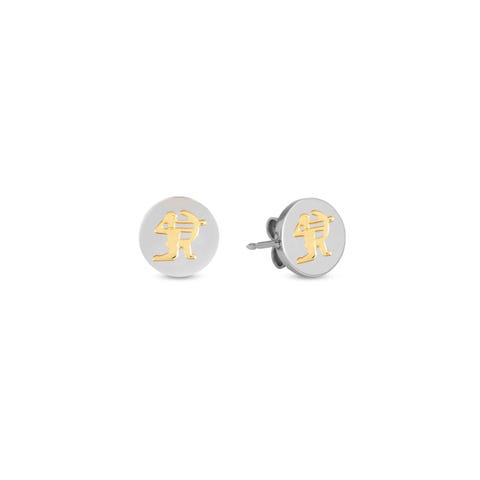 Earrings with Sagittarius symbol in Gold Earrings in stainless steel and bonded yellow gold Zodiac