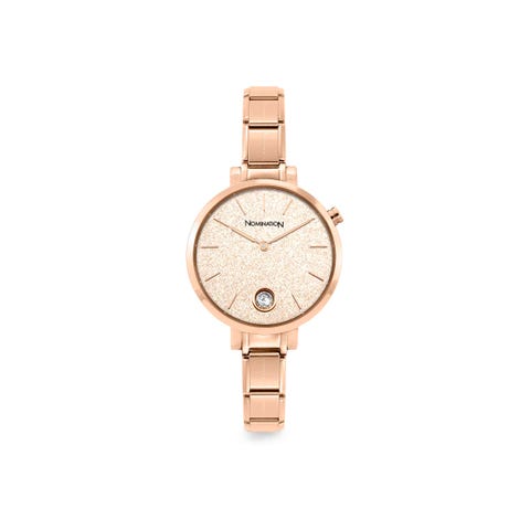Composable Rosegold watch, Glitter and CZ Composable watch with Rose Glitter and Cubic Zirconia