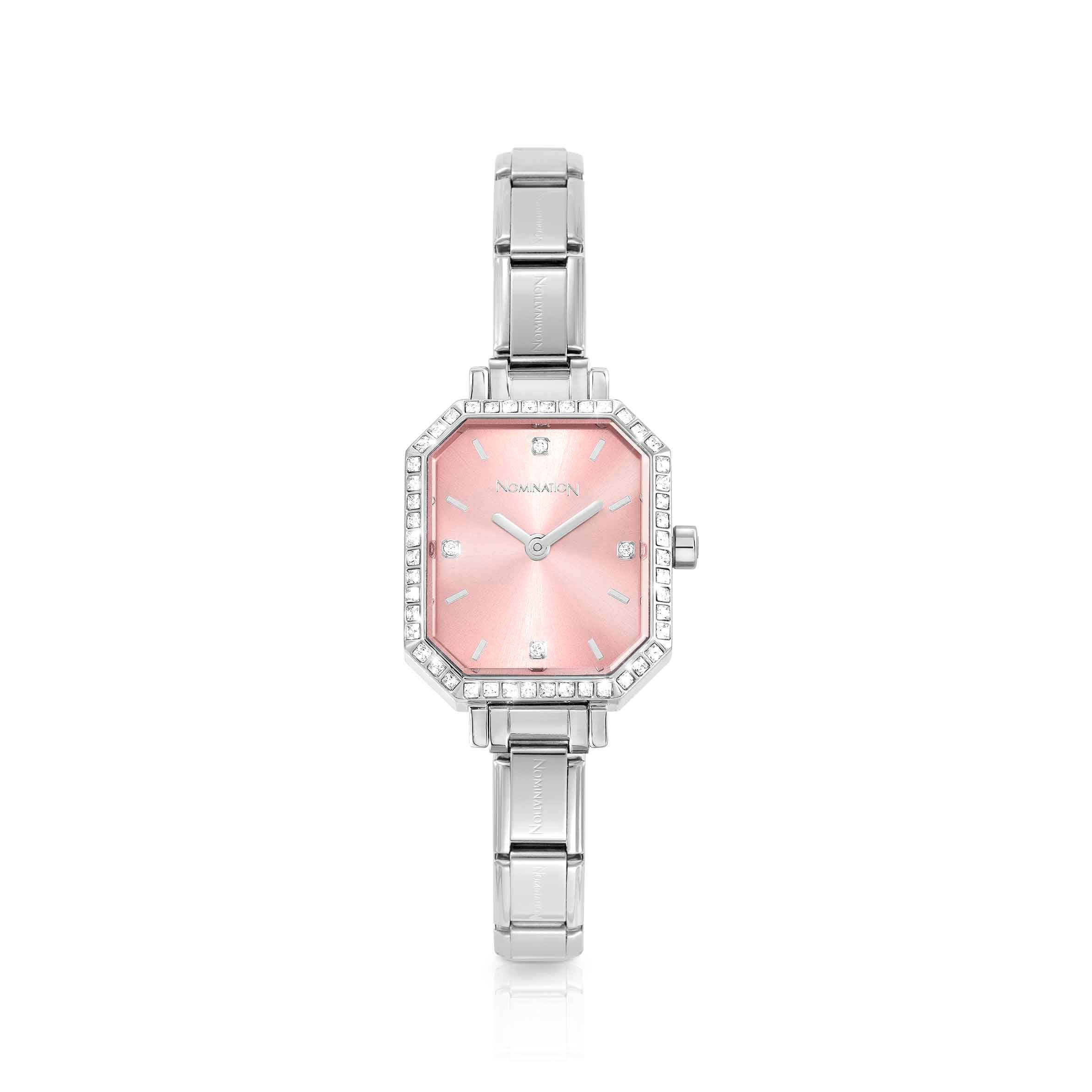 Nomination Orologio Composable Paris con Pietre rosa