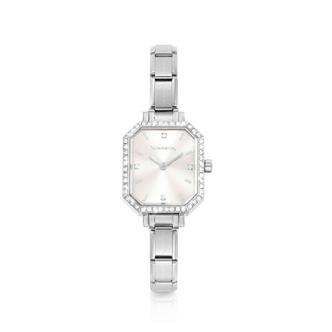 Paris watch with stones Stainless steel watch with Sunray Silver dial