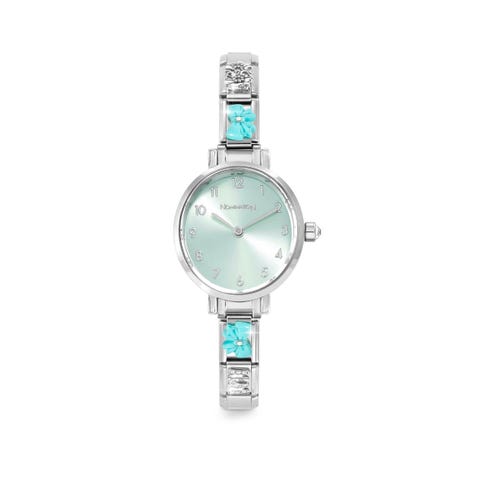 Time Watch, Sunray Sage Green Dial, 4 Decorated Links Watch to personalise with Composable Links dedicated to Mums with sterling silver