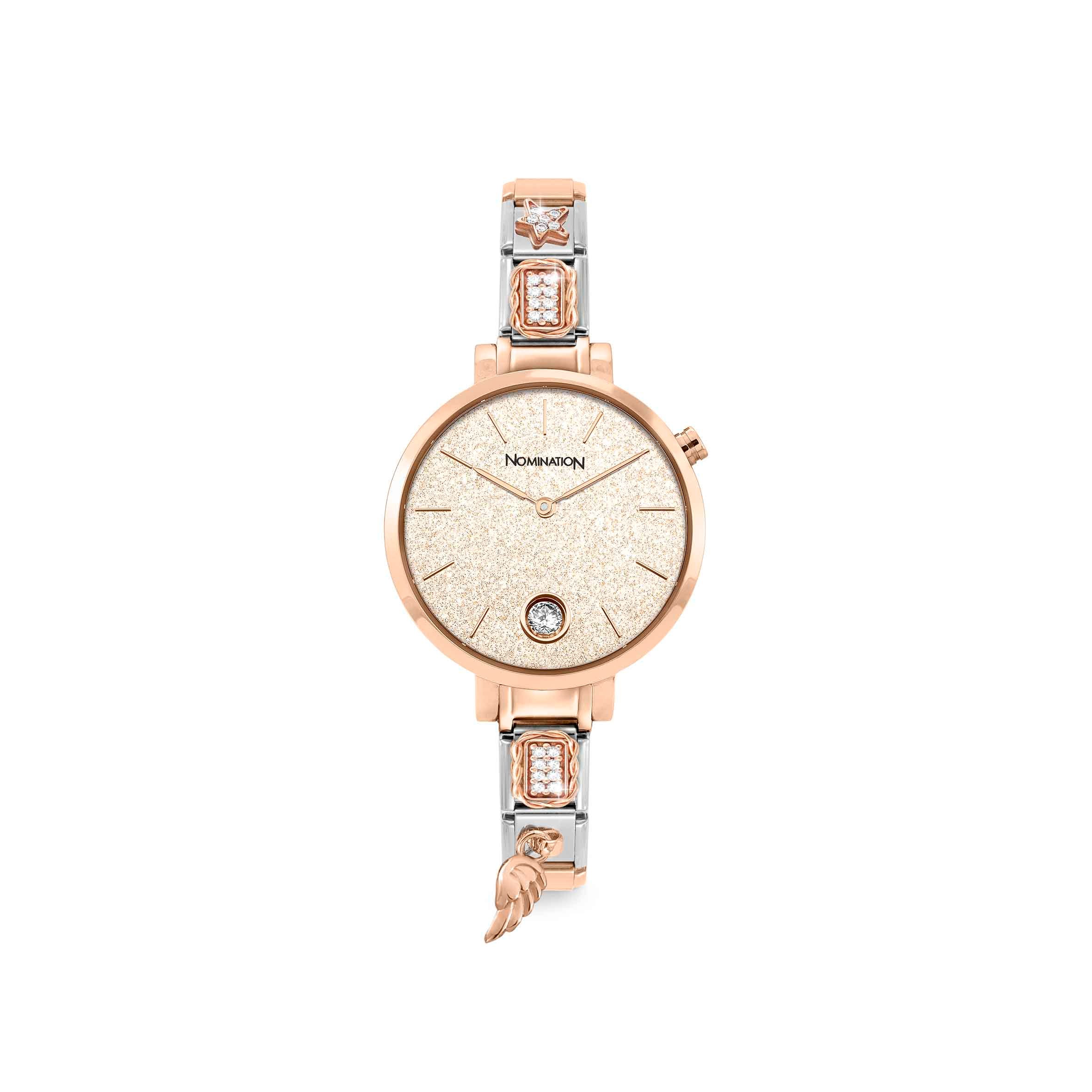 Nomination Orologio Time Ovale Oro Rosa con 4 Link decorati sul Cinturino
