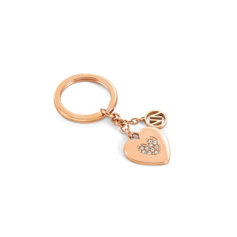 Porte-clés Coeur et pierres Porte-clés en acier avec pierres