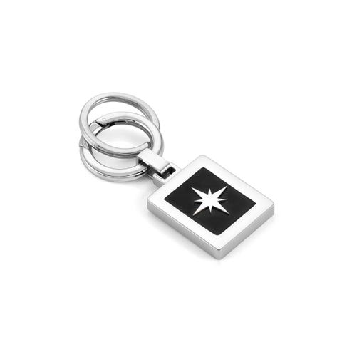 Stainless steel keyring, Wind Rose Mens keyring with symbol