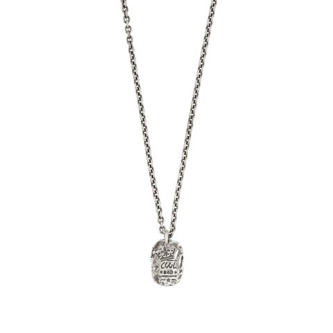 Collana Freedom con scritta “Cool Dad” Collana in Ottone con bagno galvanico in Argento 999