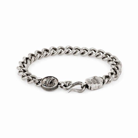Bracciale Freedom con simbolo Carpa Bracciale in Ottone con scritta ‘Never Give Up’