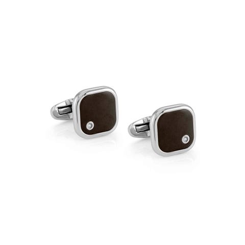 Gentleman Cuff Links with Diamond Accessory in hypoallergenic stainless steel