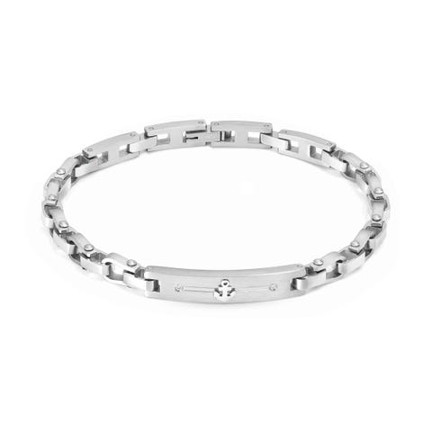 Pulsera Manvision con símbolo Ancla Pulsera en Acero con placa y Cubic Zirconia