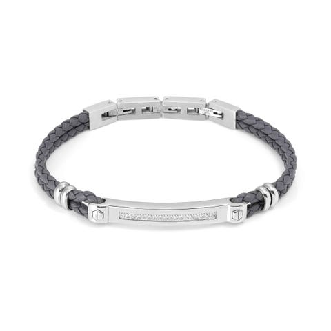 Pulsera Manvision en piel sintética y Piedras Pulsera en piel sintética y Acero con Cubic Zirconia
