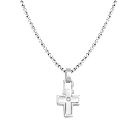 Collar ManVision con colgante Cruz y Piedra Collar en Acero con colgante y Cubic Zirconia