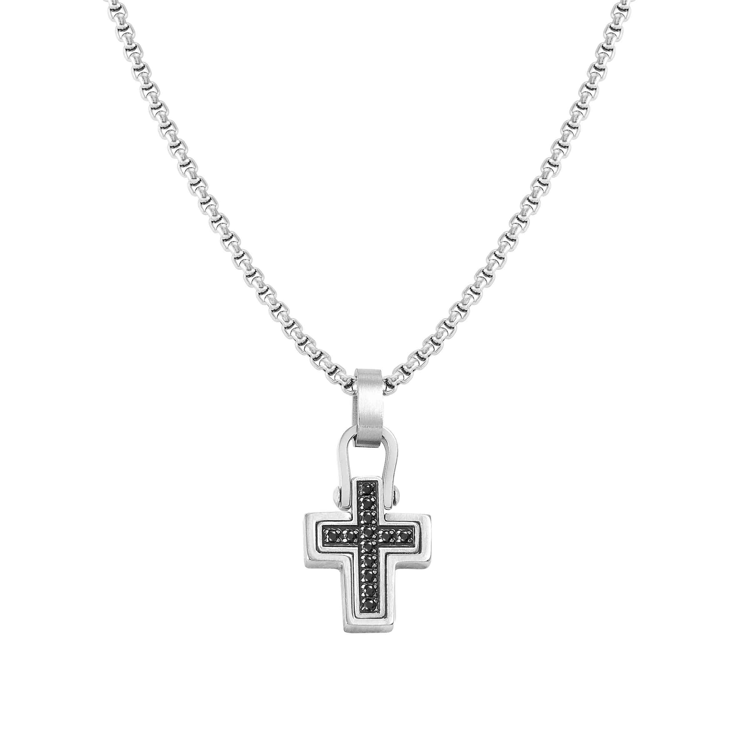 Nomination Collana Manvision con Croce e Pietre nere