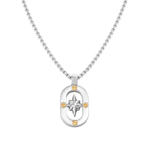 ManVision stainless steel necklace with Wind Rose Necklace in stainless steel with pendant