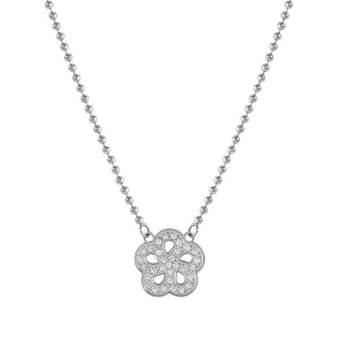 Soffio D’Amore necklace, Flower with CZ Stainless steel necklace with white Cubic Zirconia