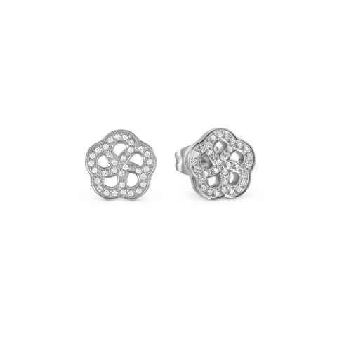 Soffio D’Amore earrings, Flower with CZ Stainless steel earrings with CZ, Pink or Yellow PVD finish also available