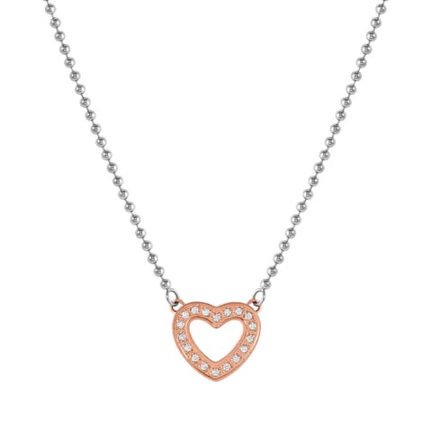 Колье Soffio D’Amore, сердце с цирконами Колье из ювелирной стали с белыми цирконами