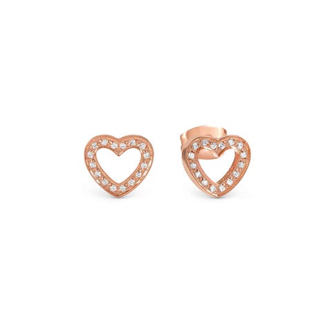 Pendientes Soffio D’Amore con Corazón y C.Zirconia Pendientes en acero con Cubic Zirconia y acabado PVD amarillo o rosa