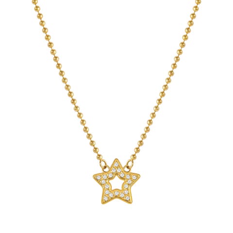 Soffio D’Amore necklace, Star with CZ Stainless steel necklace with white Cubic Zirconia