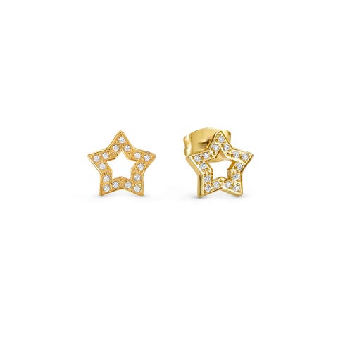 Soffio D’Amore earrings, Star with CZ Stainless steel earrings with CZ, Pink or Yellow PVD finish also available