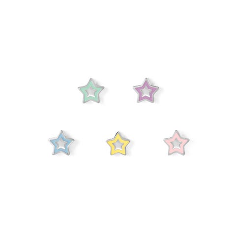 FairyIcons set 4 earrings, Stars Stainless steel earrings with colourful enamel