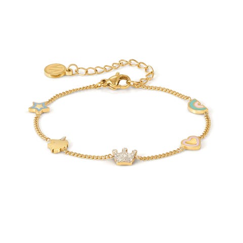 FairyIcons bracelet, Fantasy Mix Stainless steel bracelet with 5 decorated symbols with enamel