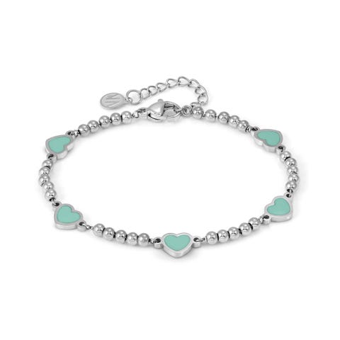 Emosfere Bracelet Hearts in Steel Bracelet in hypoallergenic Steel and hearts in enamel or mother-of-pearl