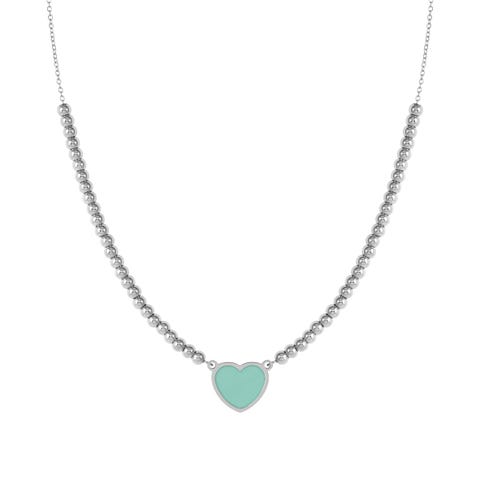 Emosfere necklace with Heart Stainless steel necklace with enamel or Mother of Pearl 