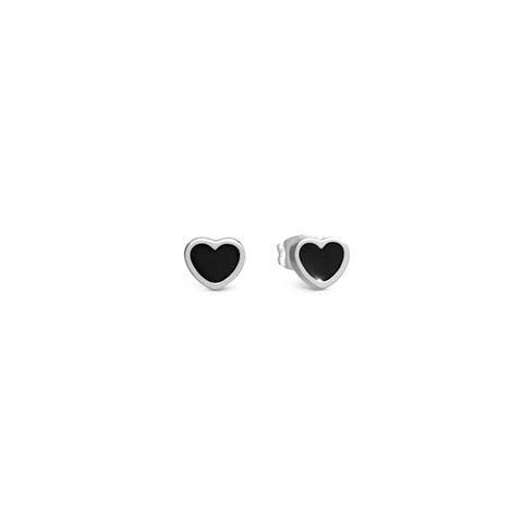 Emosfere earrings, Black Heart Stainless steel earrings with enamel