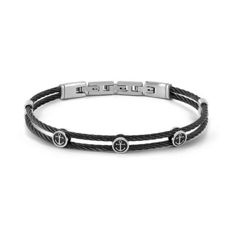SeaLover bracelet with Anchor Stainless steel bracelet, satin finish, coloured PVD details