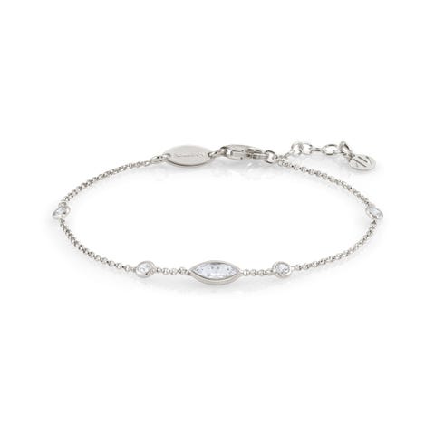 Silver Bracelet with Oval Cubic Zirconia Sterling silver bracelet with Oval charm