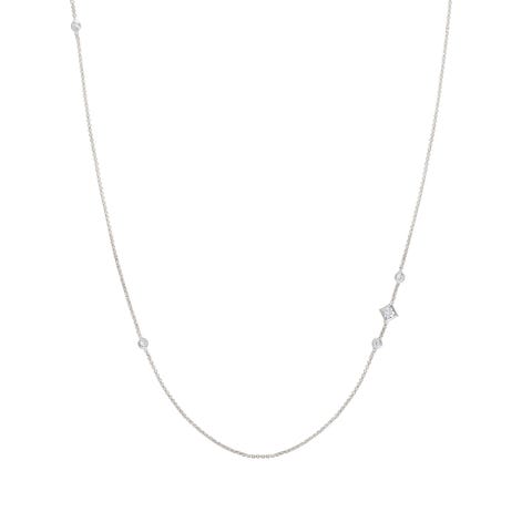 Long Silver Necklace with Cubic Zirconia Rhombi Sterling silver necklace with Cubic Zirconia Rhombi