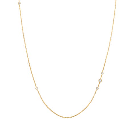 Long Silver Necklace with brilliant Cubic Zirconia Sterling silver necklace with Brilliant Cut Zirconia