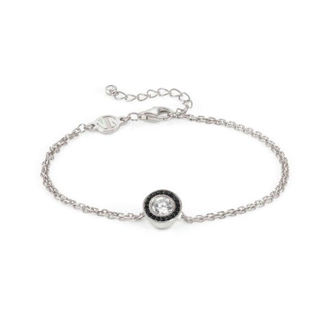 Bracelet argent et pierre centrale Bracelet en argent 925 et zircones cubiques blanches et noires