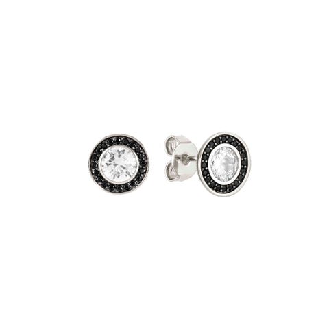 Boucles d'oreilles Aurea (lobe) en argent 925 Boucles d'oreilles en argent et pierres blanches et noires