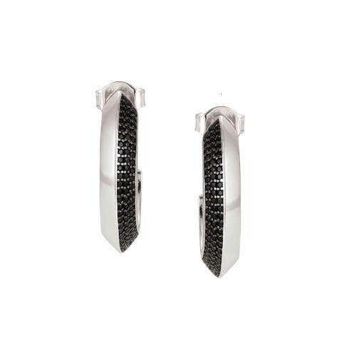 Demi-créoles grands en argent Boucles d'oreilles argent 925 et zircones cubiques
